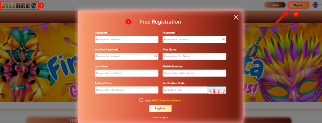 How to Register an Account at JILIBEE Casino